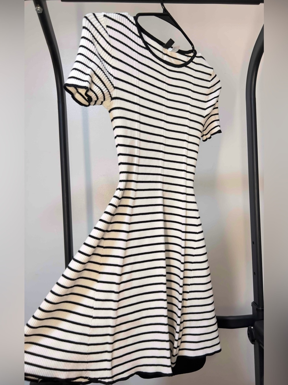 H&M Divided Black & White Striped Fit-and-Flare Dress
